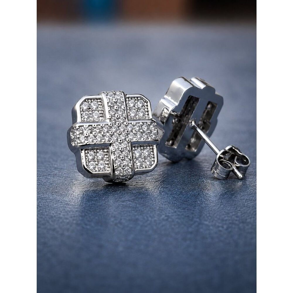 Silver Crossbar Stud Earrings